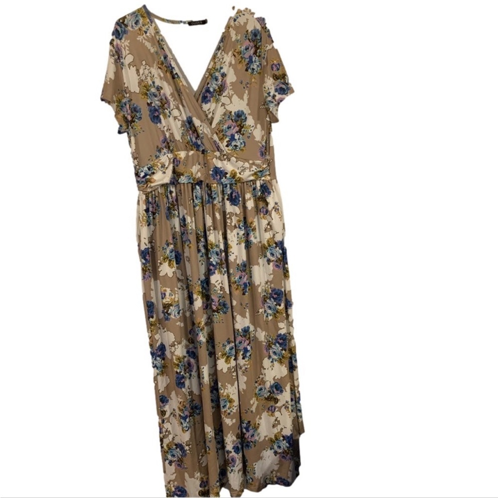 Ouges 3XL Tan Floral Maxi Dress